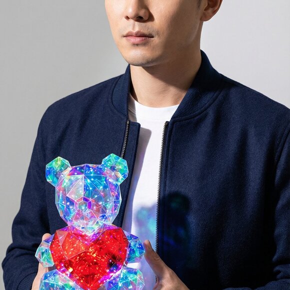 Valentine's Day Gift Crystal Bear Light Up with Red Heart - Picture 5 of 5